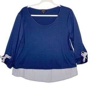 Mock Layered Top Espresso Women's Dark Blue Size XL